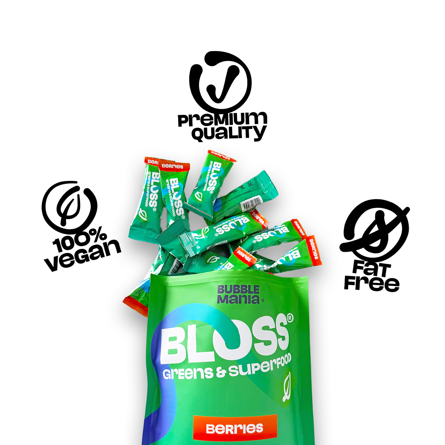 BLOSS Super Greens Pulver Smoothie Mix, 30 Portionen